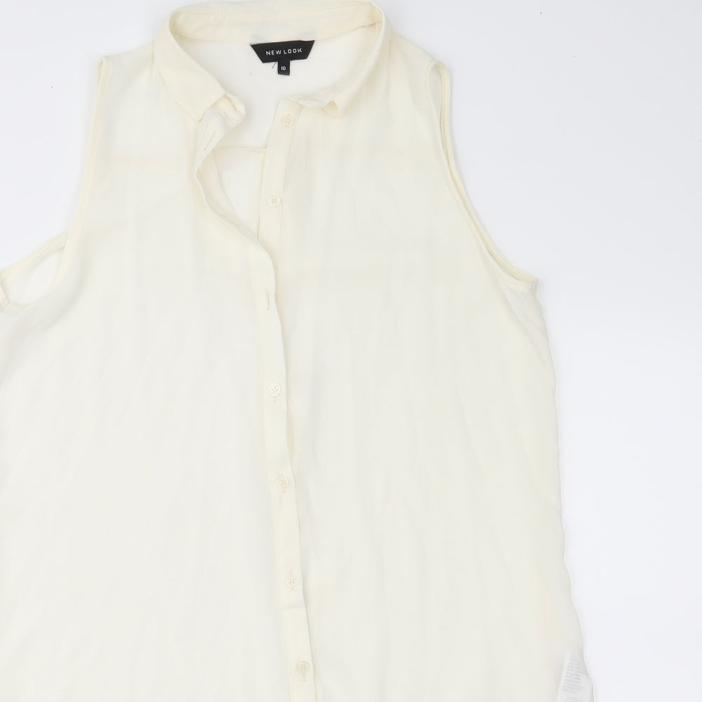 New Look Womens Ivory  Chiffon Basic Blouse Size 10