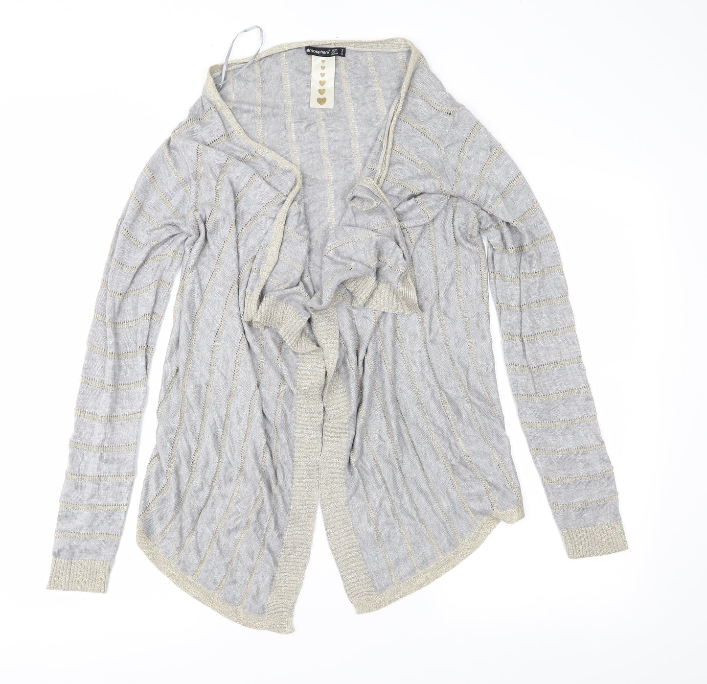 Atmosphere Womens Grey Striped Knit Cardigan Jumper Size 12