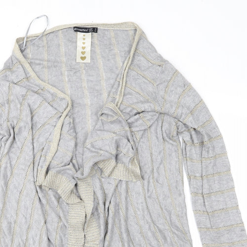 Atmosphere Womens Grey Striped Knit Cardigan Jumper Size 12