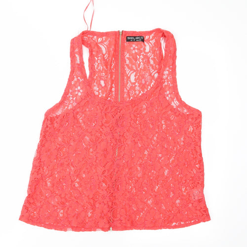 Select Womens Red  Lace Basic Blouse Size 12