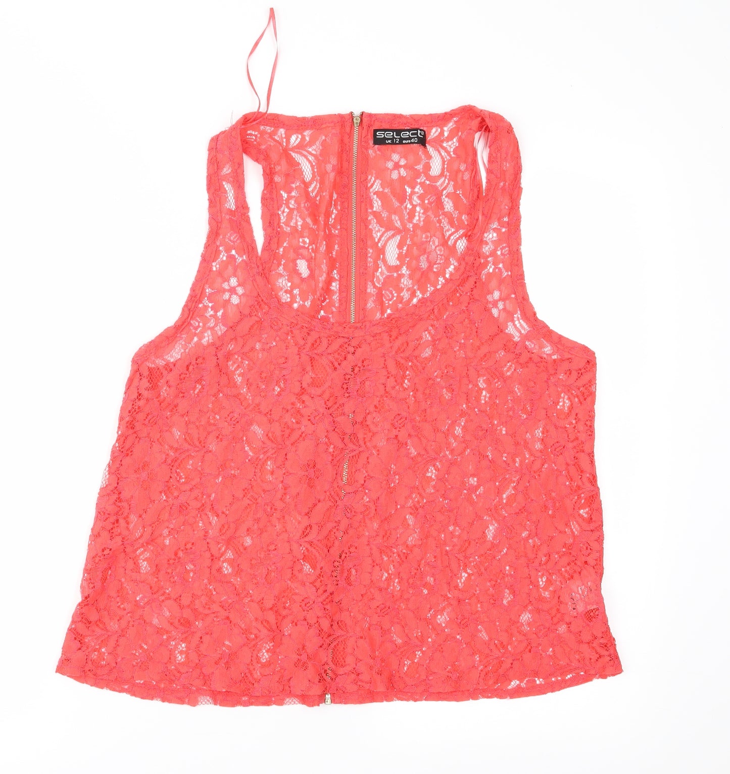 Select Womens Red  Lace Basic Blouse Size 12