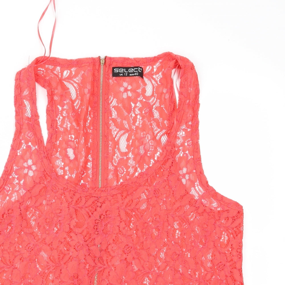 Select Womens Red  Lace Basic Blouse Size 12