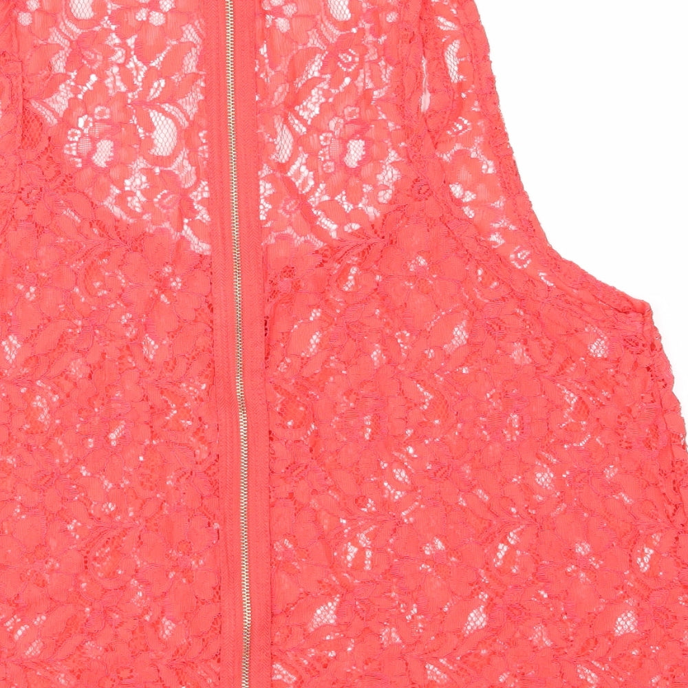 Select Womens Red  Lace Basic Blouse Size 12
