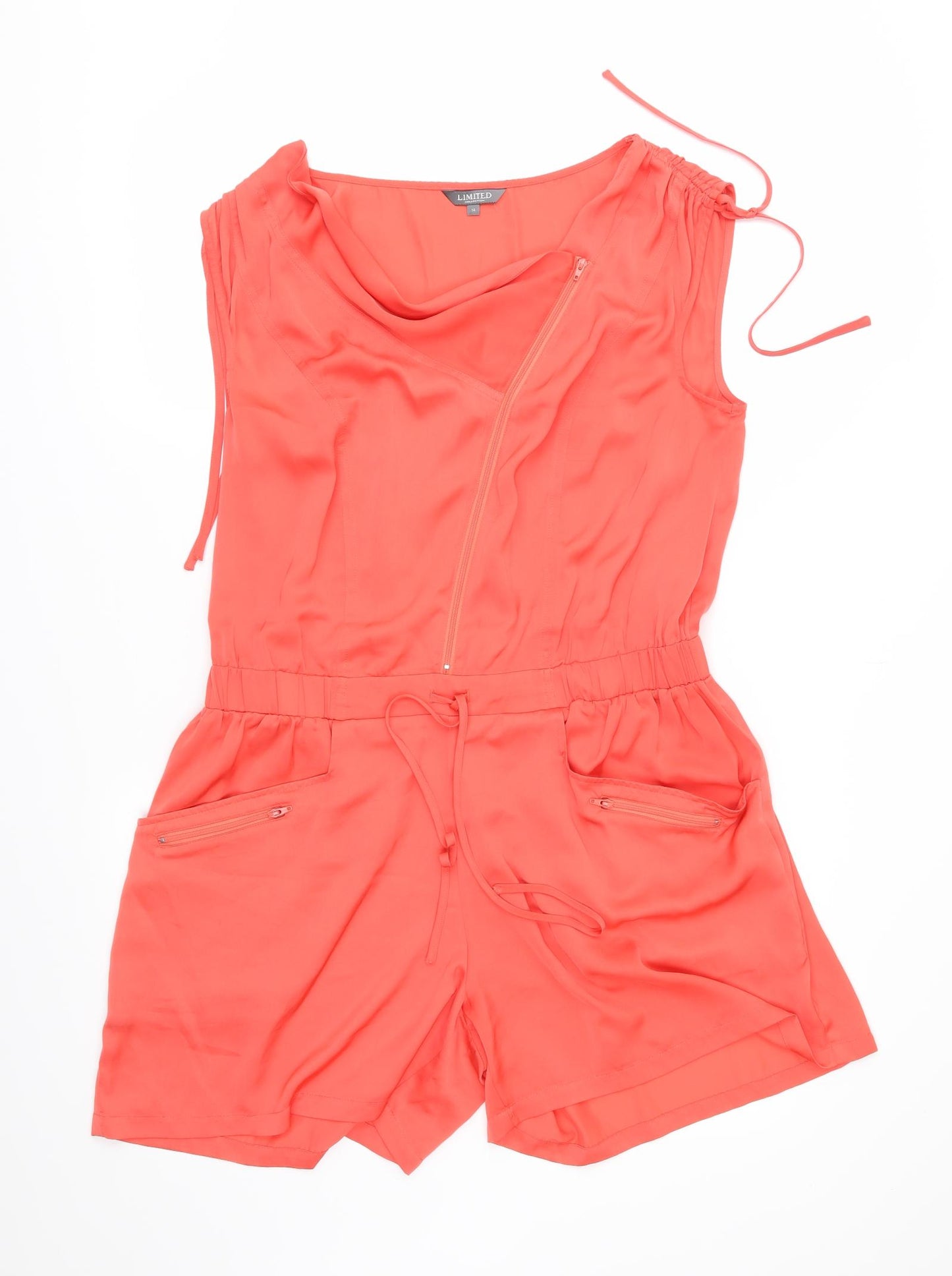 Marks and Spencer Womens Red  Satin Playsuit One-Piece Size 14