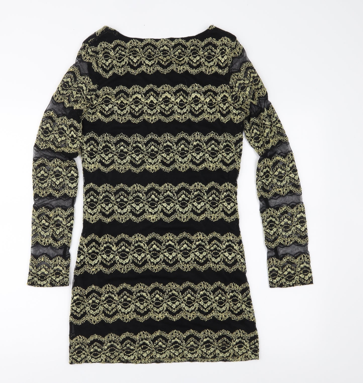 Cameo Rose Womens Gold Geometric Mesh Sheath  Size 10