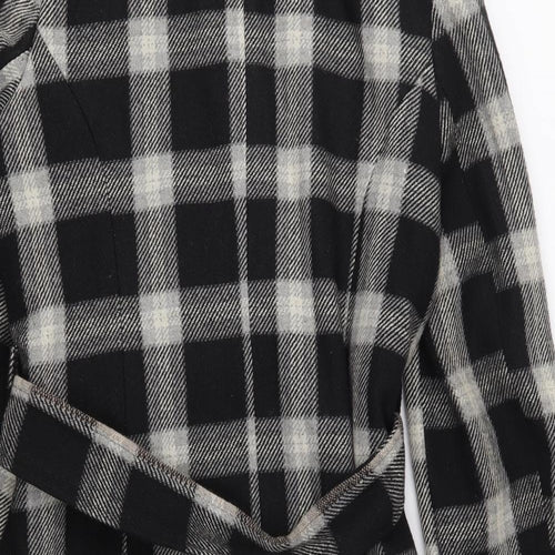Select Womens Black Check Twill Overcoat Coat Size 12