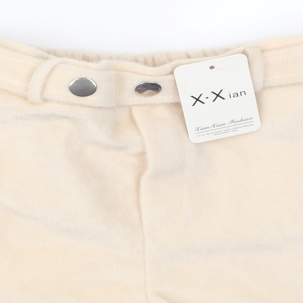X.Xian Womens Ivory  Fleece Mom Shorts Size 28 in - Faux fur