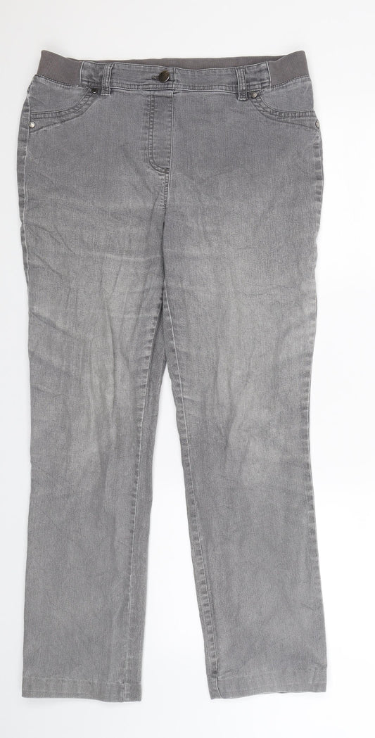 Front view of Maine New England women’s grey denim jegging jeans, size UK 12, 29-inch leg