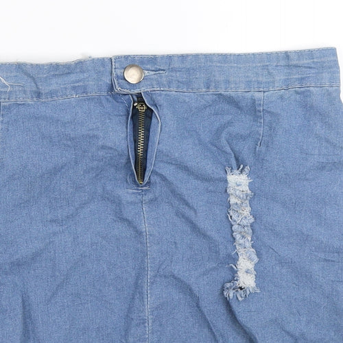 Fancy Qube Womens Blue  Denim Straight & Pencil Skirt Size 32 in  - Distressed
