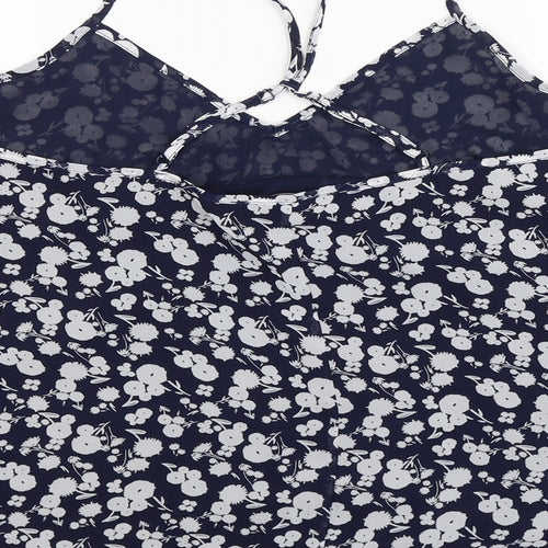 George Womens Blue Floral Rayon Basic Tank Size 16