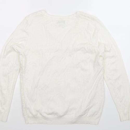 Soon Womens White  Knit Pullover Jumper Size 14