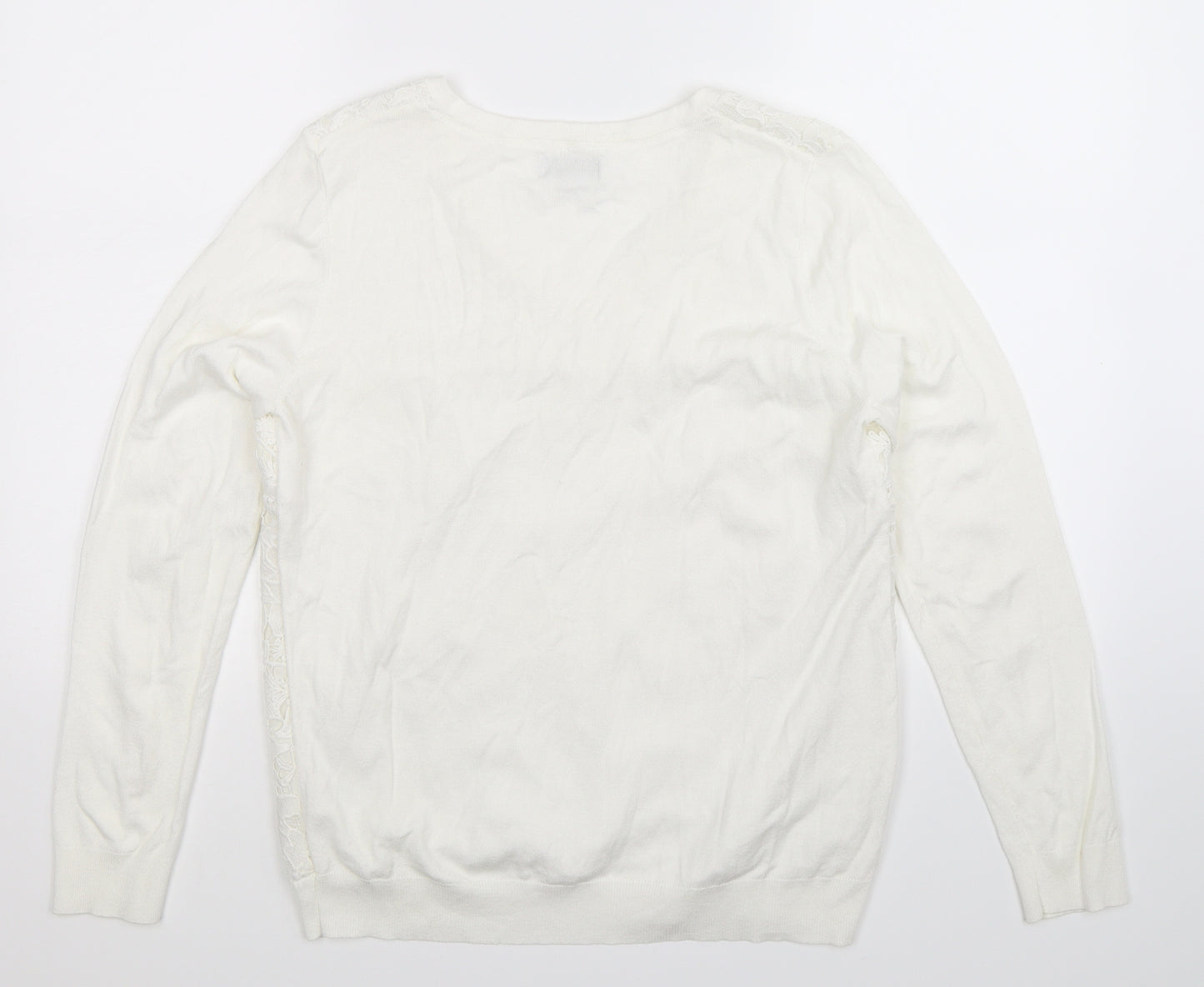 Soon Womens White  Knit Pullover Jumper Size 14