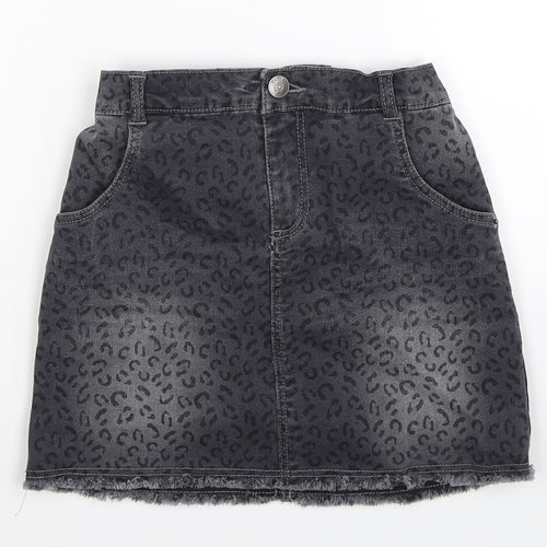 Preworn Girls Grey  Denim A-Line Skirt Size S