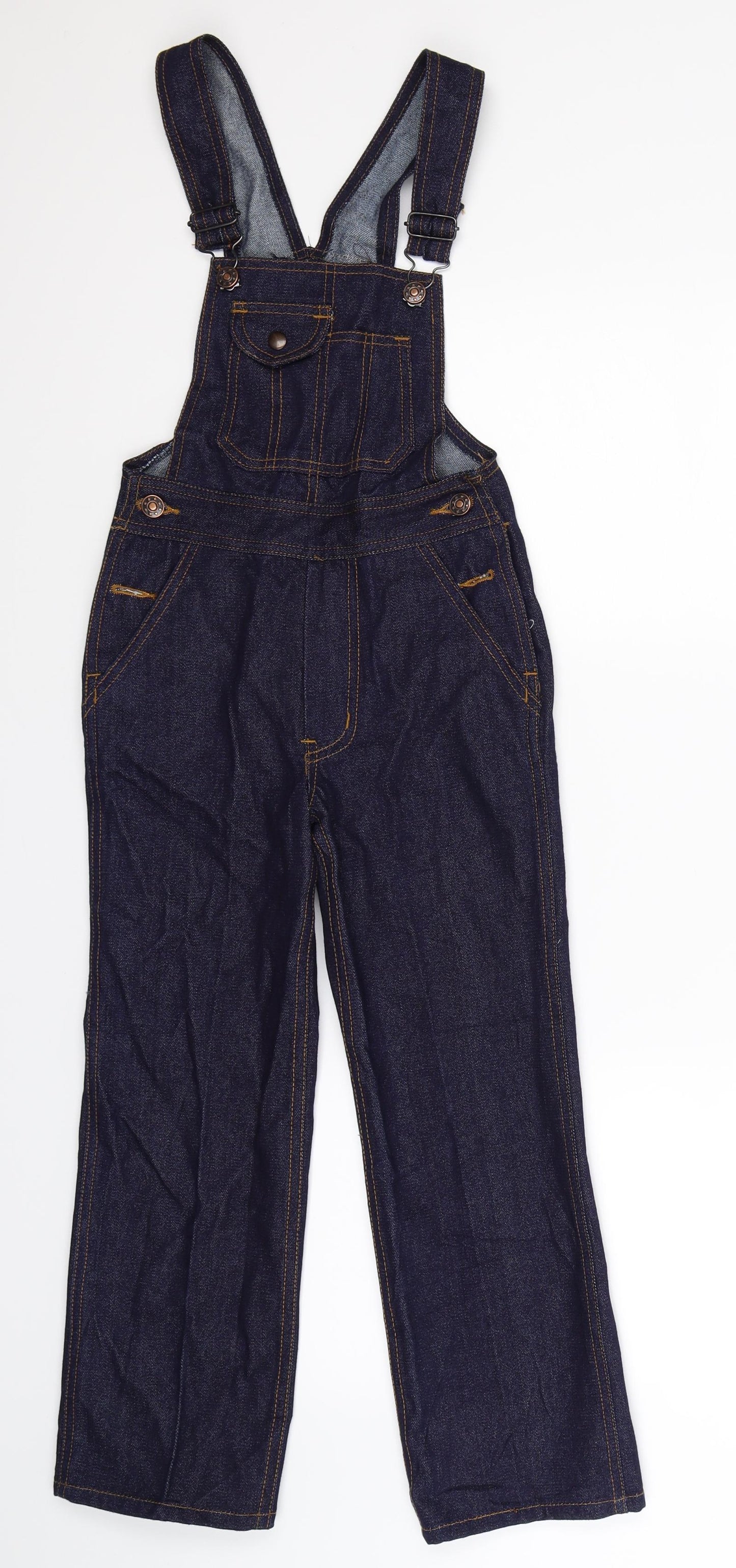 Preworn Girls Blue  Denim Dungaree One-Piece Size 9-10 Years