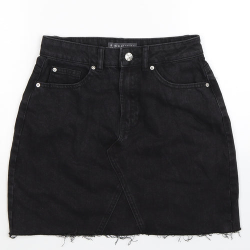 Denim Co Womens Black  Denim A-Line Skirt Size 8