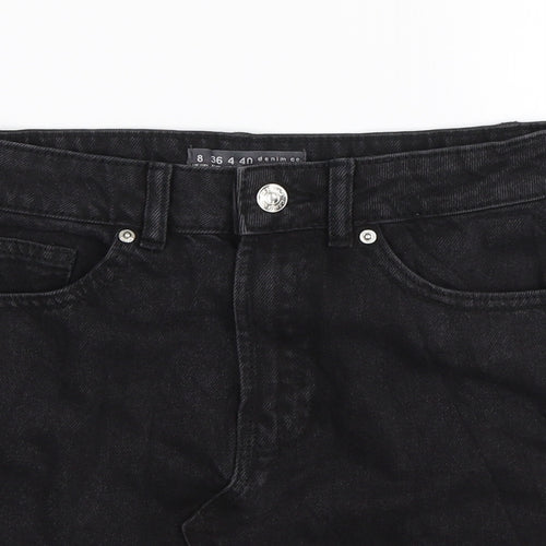 Denim Co Womens Black  Denim A-Line Skirt Size 8