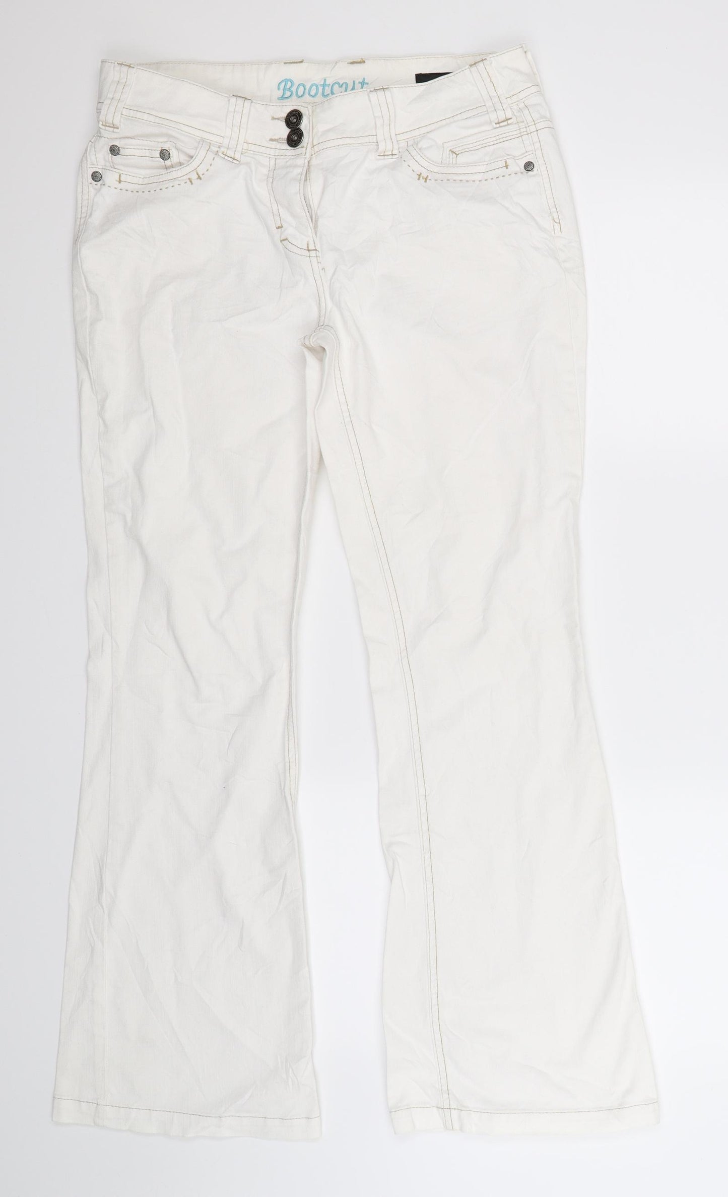 NEXT Womens White  Denim Bootcut Jeans Size 12 L29 in