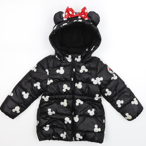 H&M Girls Black   Puffer Jacket Jacket Size 3-4 Years  - Minnie Mouse