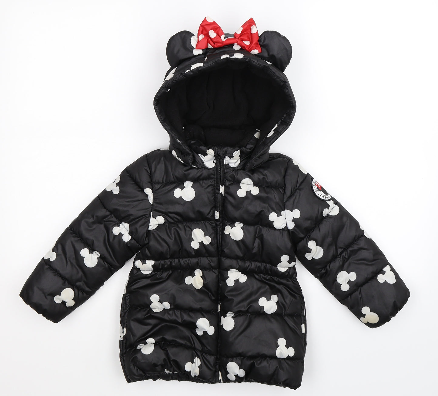 H&M Girls Black   Puffer Jacket Jacket Size 3-4 Years  - Minnie Mouse