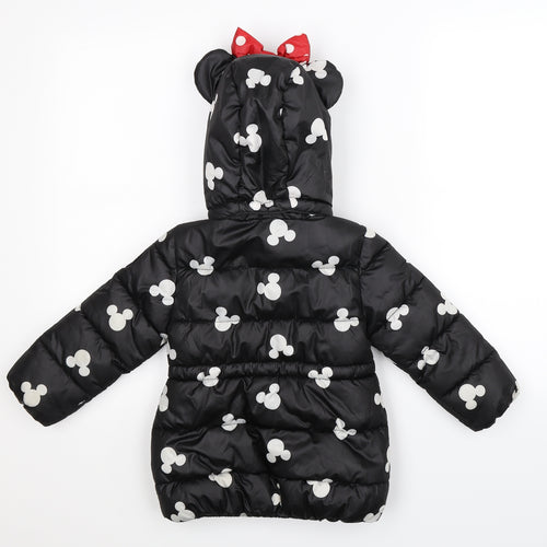 H&M Girls Black   Puffer Jacket Jacket Size 3-4 Years  - Minnie Mouse