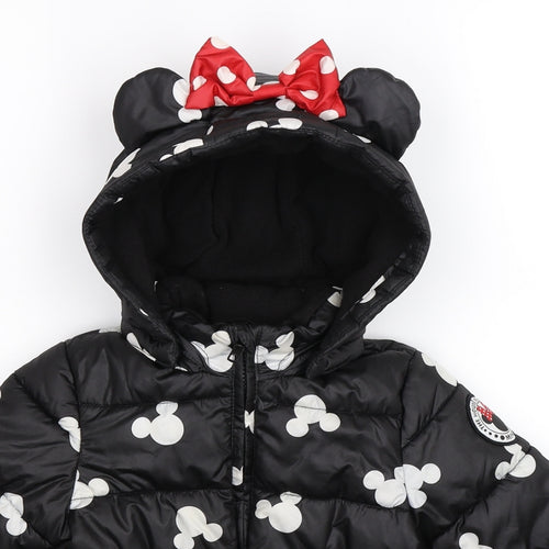 H&M Girls Black   Puffer Jacket Jacket Size 3-4 Years  - Minnie Mouse