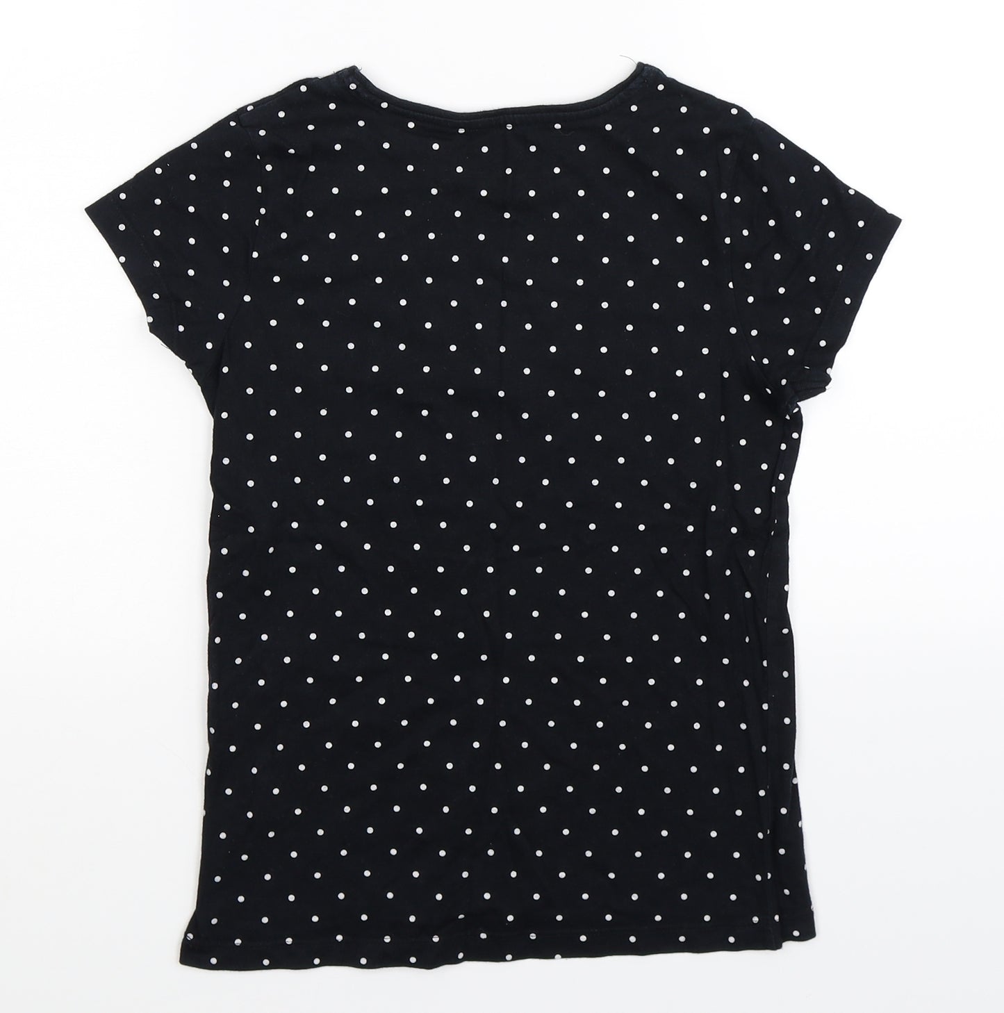 Primark Girls Black Spotted  Basic T-Shirt Size 10-11 Years