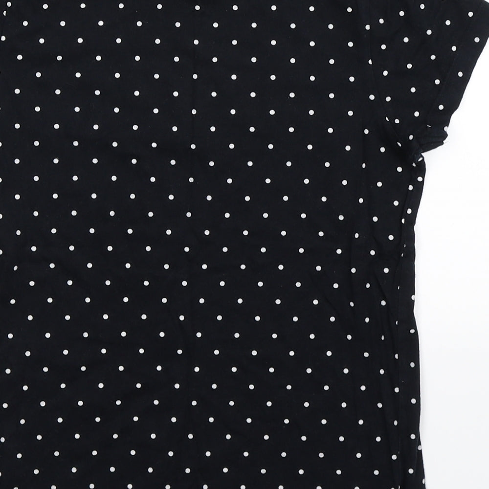 Primark Girls Black Spotted  Basic T-Shirt Size 10-11 Years