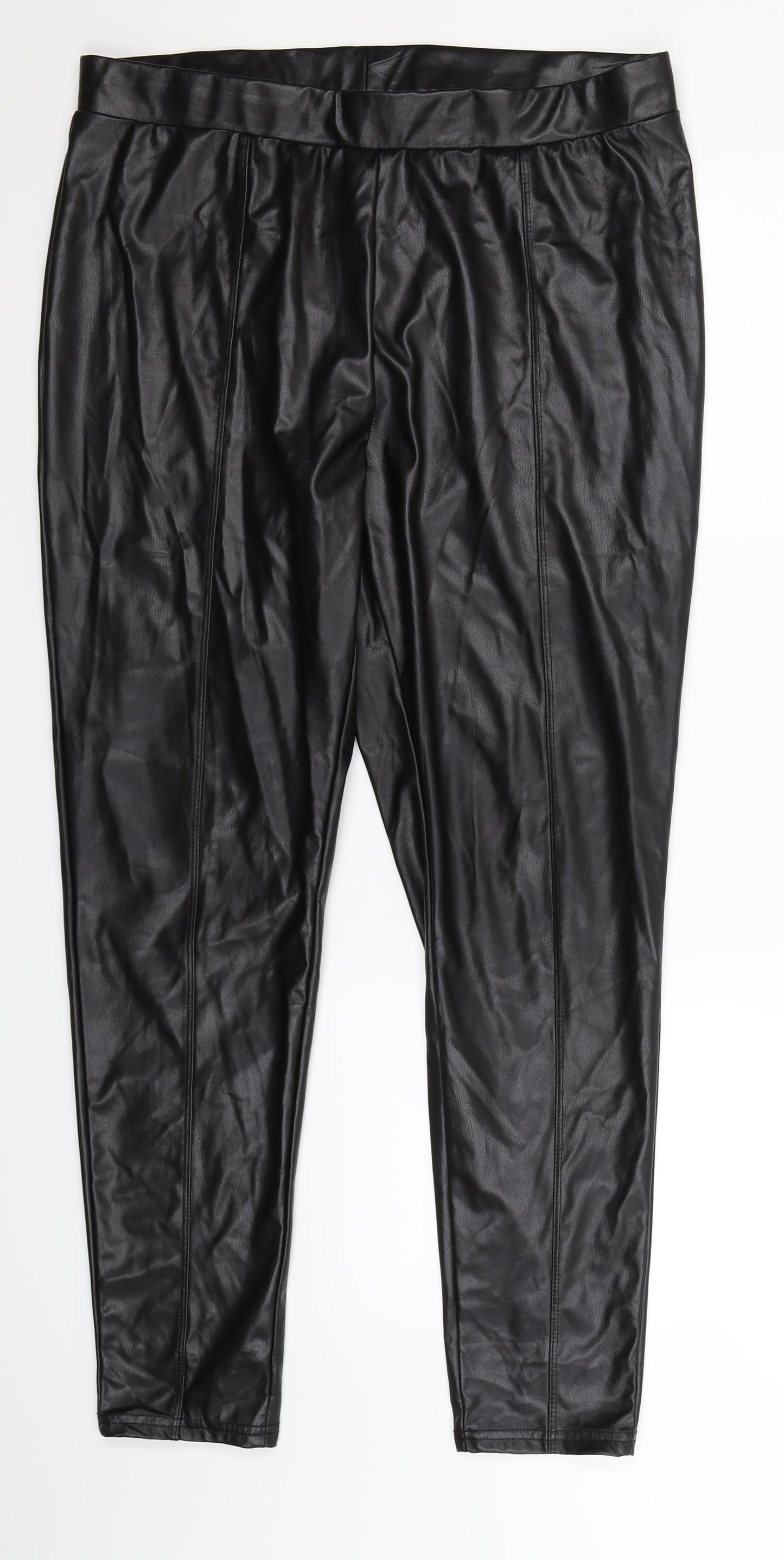 Primark Womens Black   Jegging Leggings Size 16 L28 in - Faux Leather