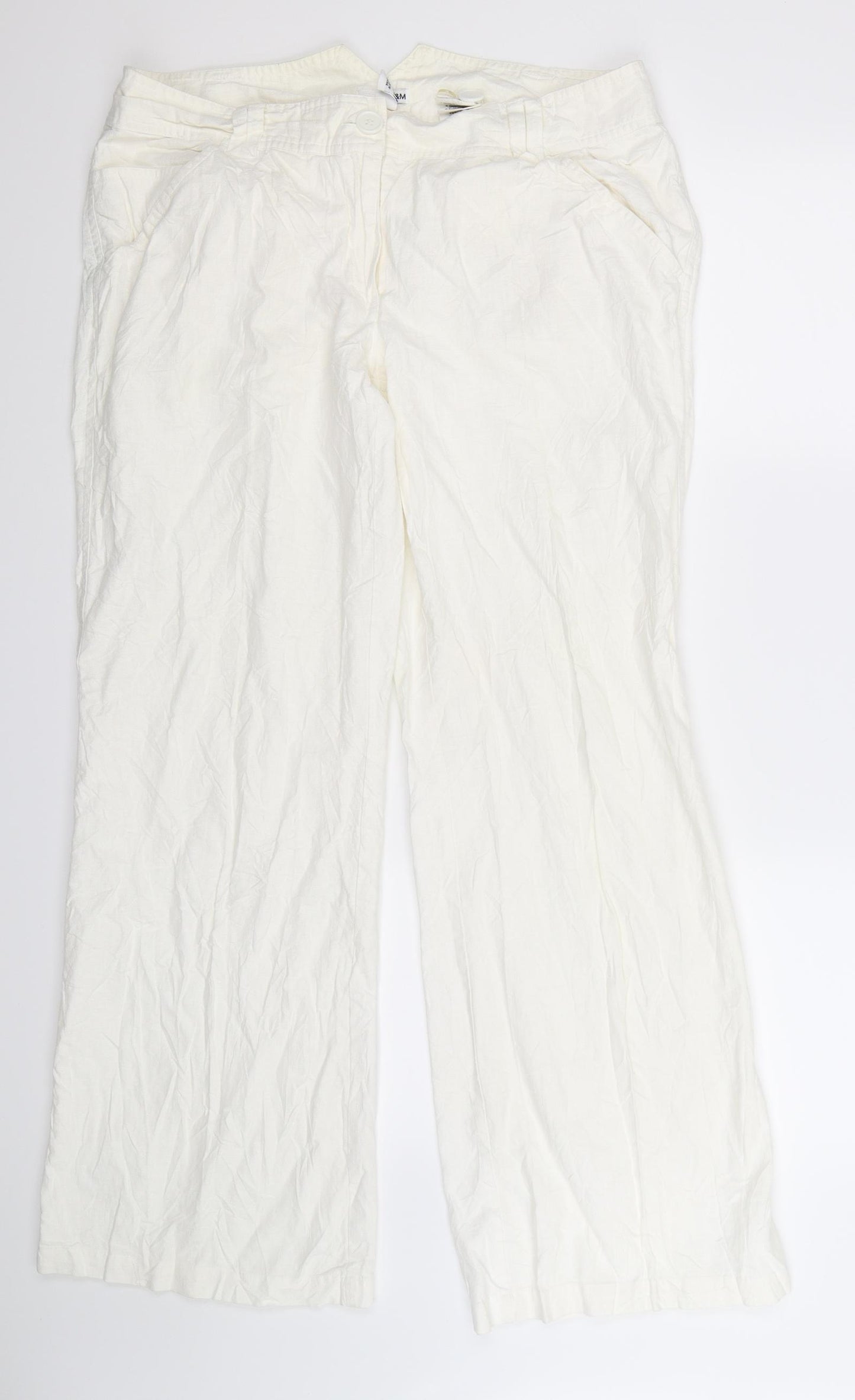 H&M Womens White   Trousers  Size 18 L31 in