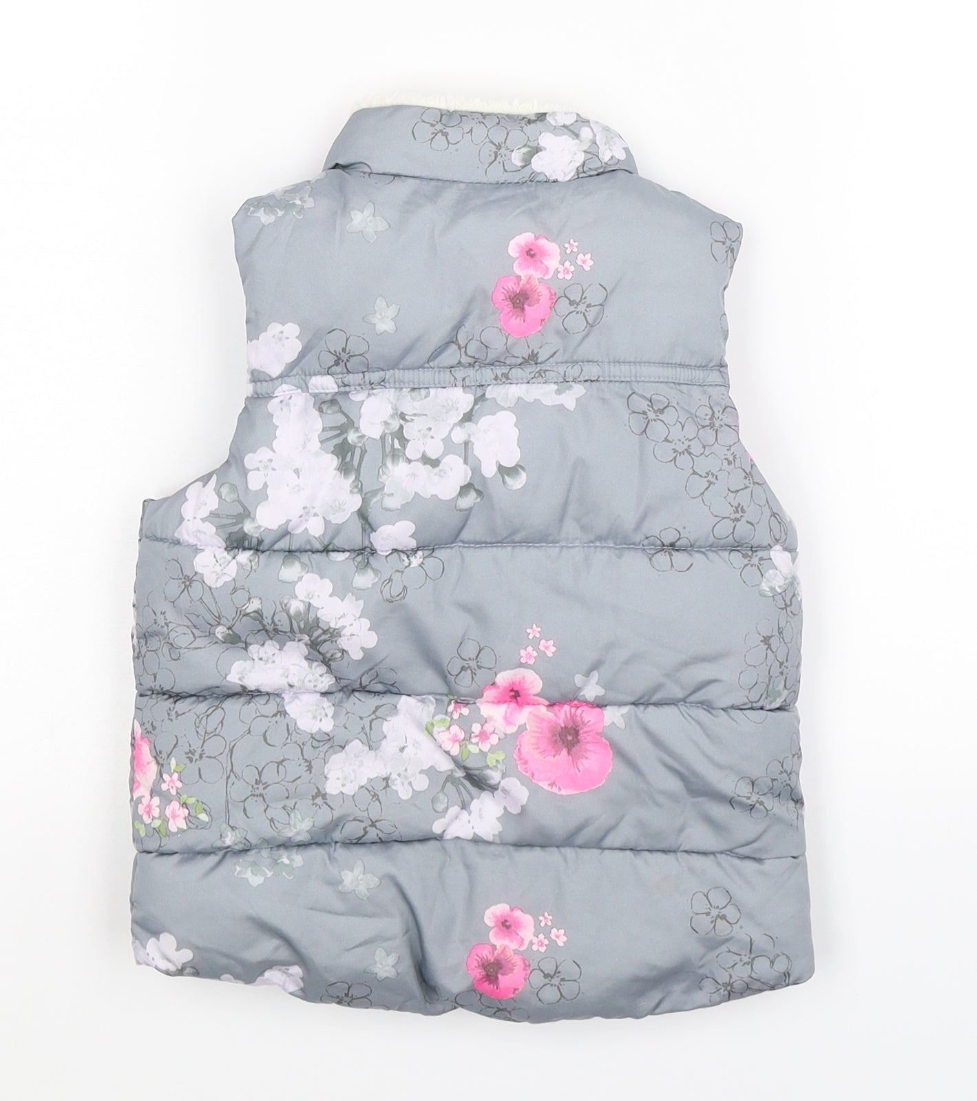 NEXT Girls Grey Floral  Gilet Jacket Size 9-12 Months