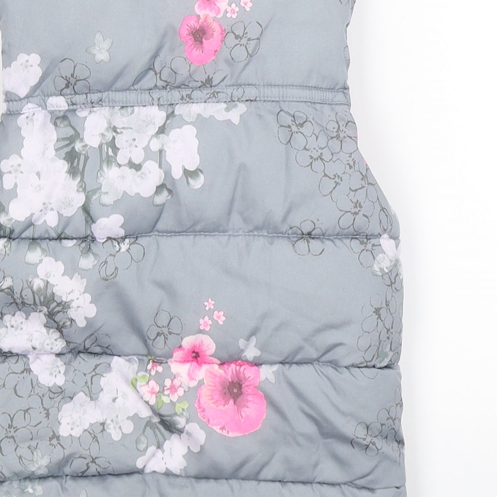 NEXT Girls Grey Floral  Gilet Jacket Size 9-12 Months