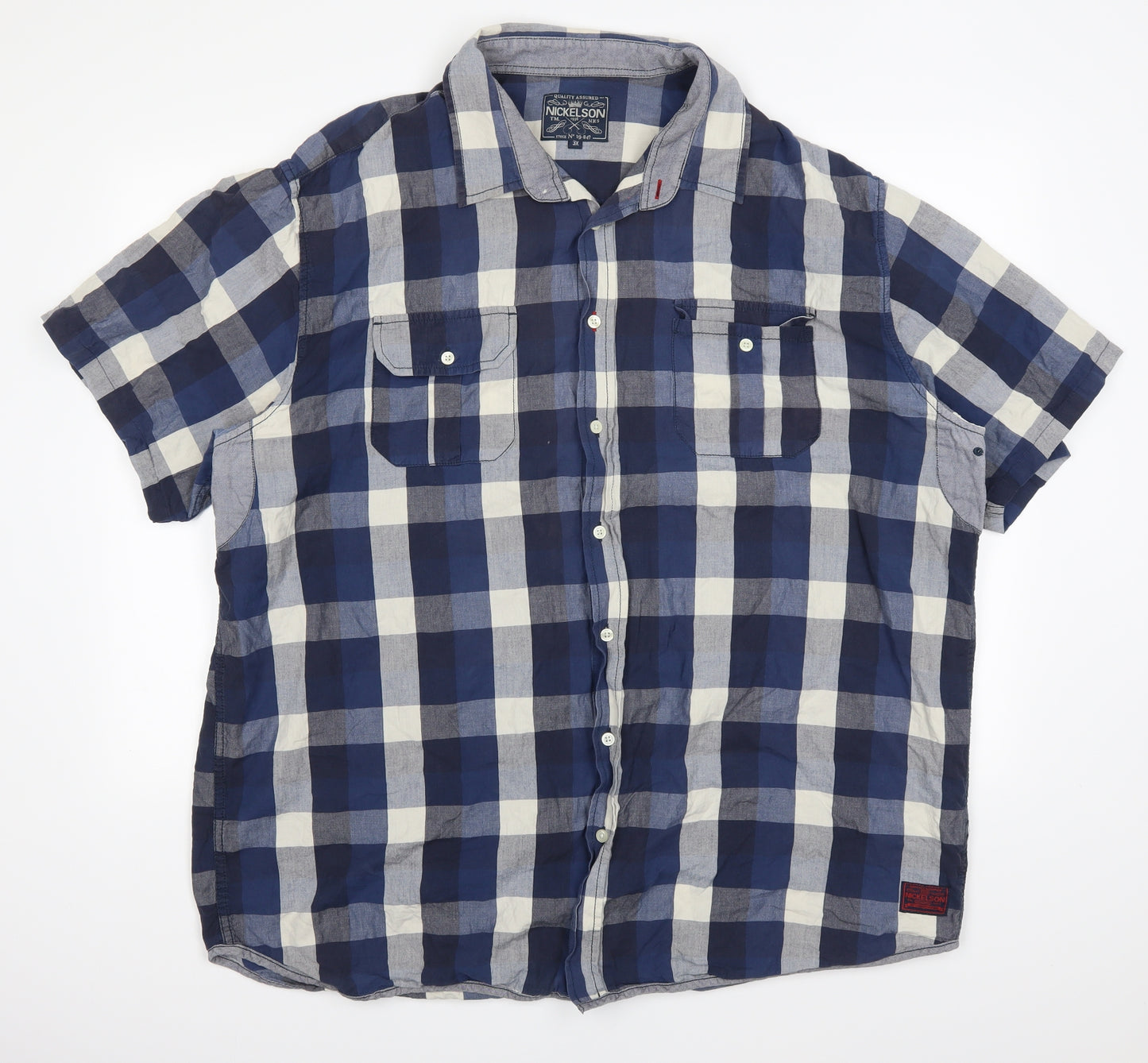 Nickelson Mens Blue Plaid   Button-Up Size 3XL