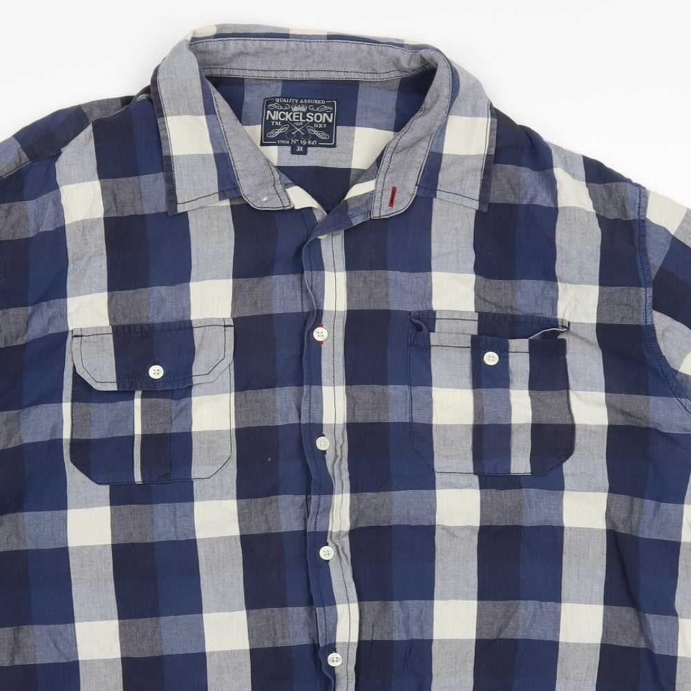 Nickelson Mens Blue Plaid   Button-Up Size 3XL