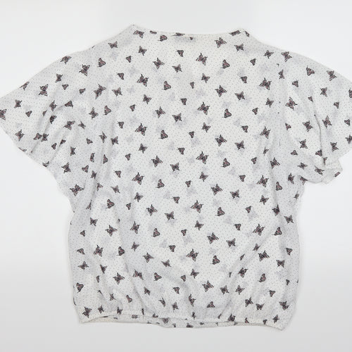 George Womens White Polka Dot  Basic Blouse Size 14