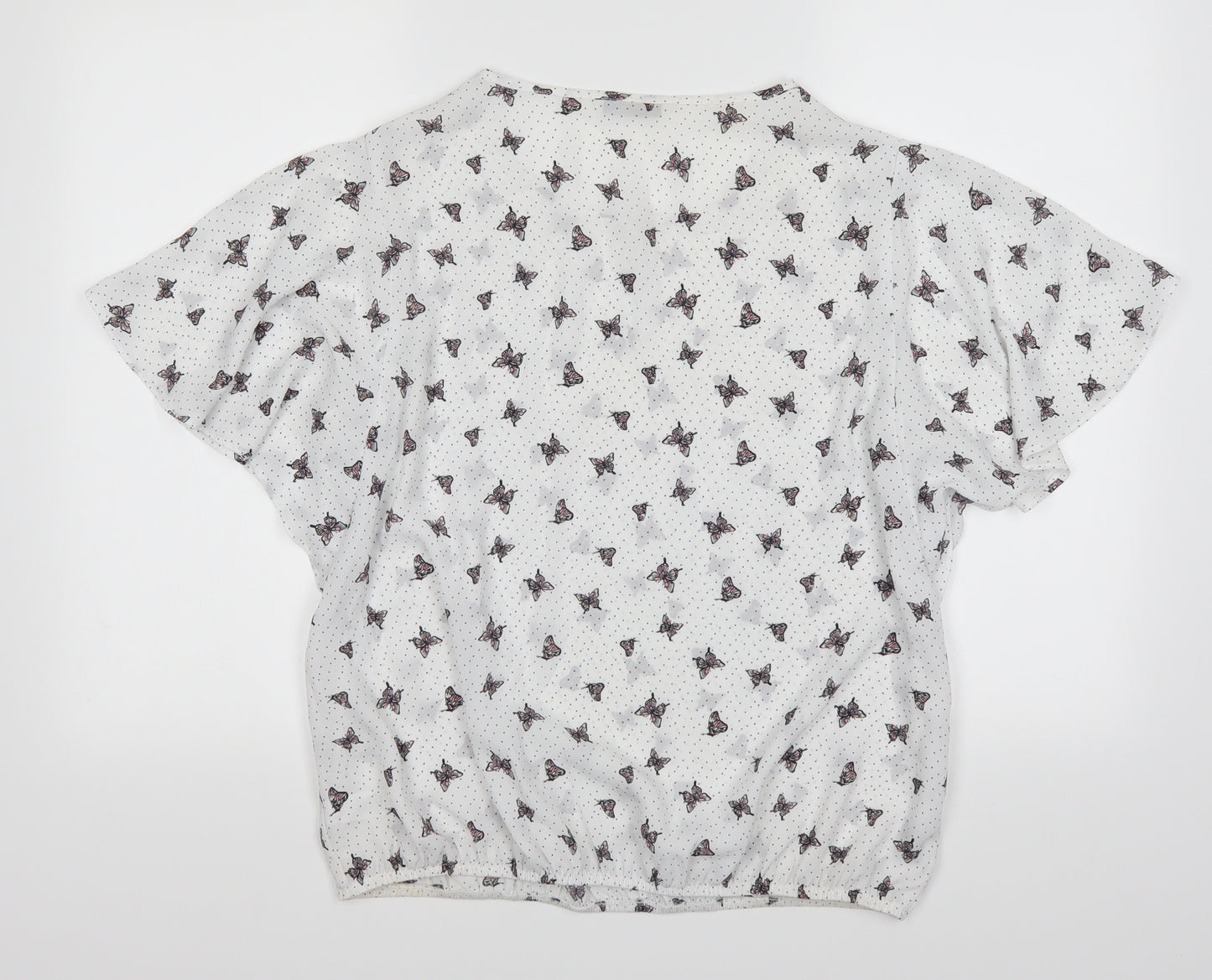 George Womens White Polka Dot  Basic Blouse Size 14