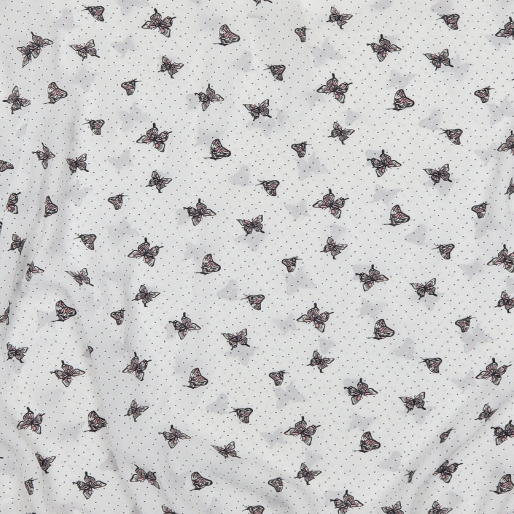 George Womens White Polka Dot  Basic Blouse Size 14