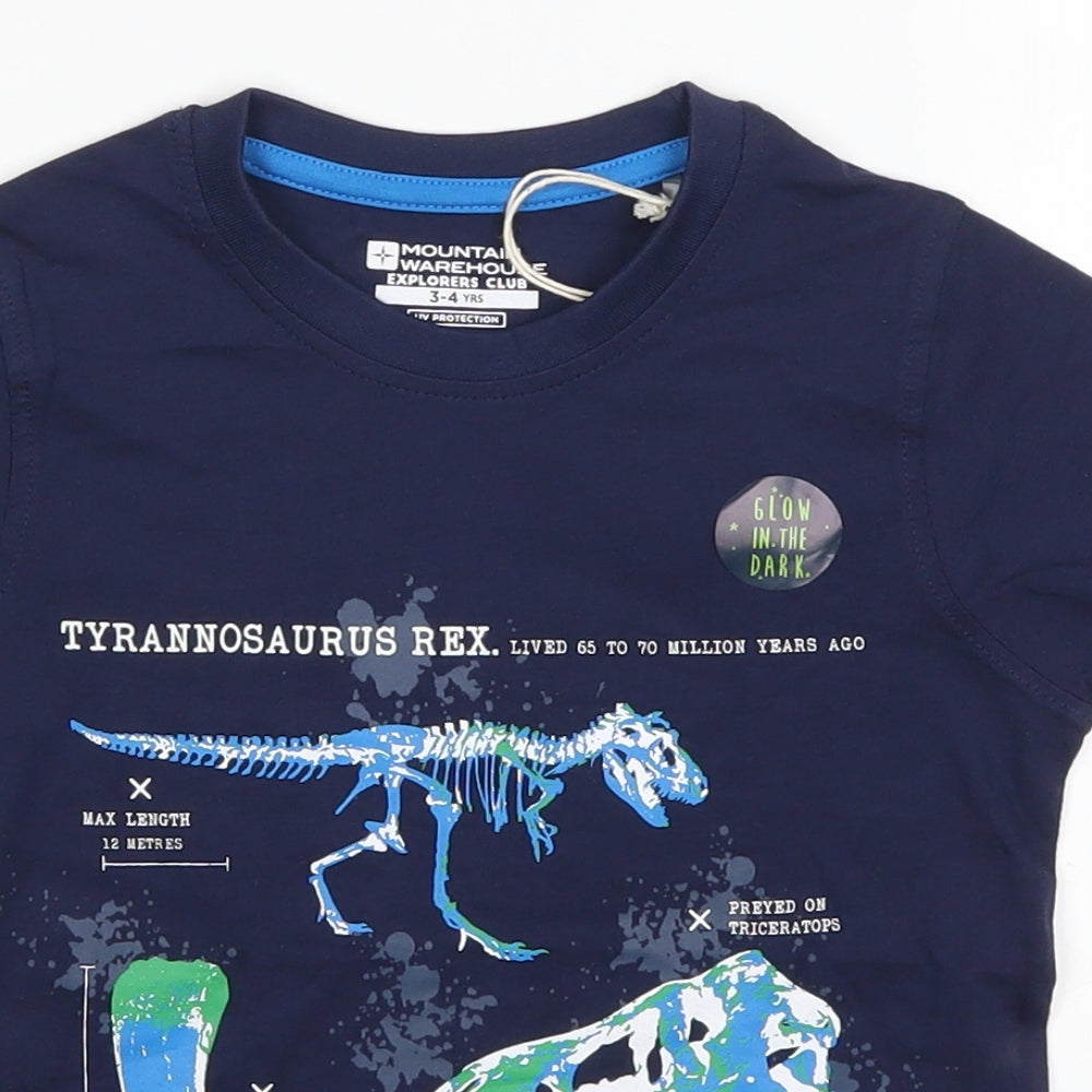 Mountain Warehouse Boys Blue   Basic T-Shirt Size 3-4 Years  - glow in the dark