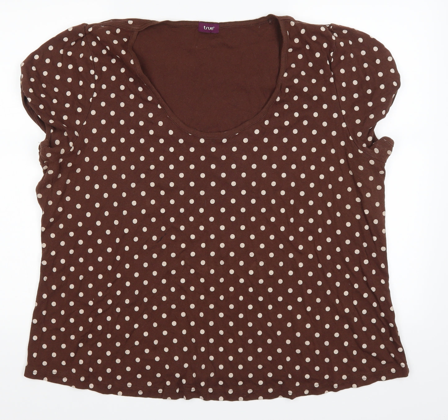 TRUE Womens Brown Polka Dot  Basic T-Shirt Size 28
