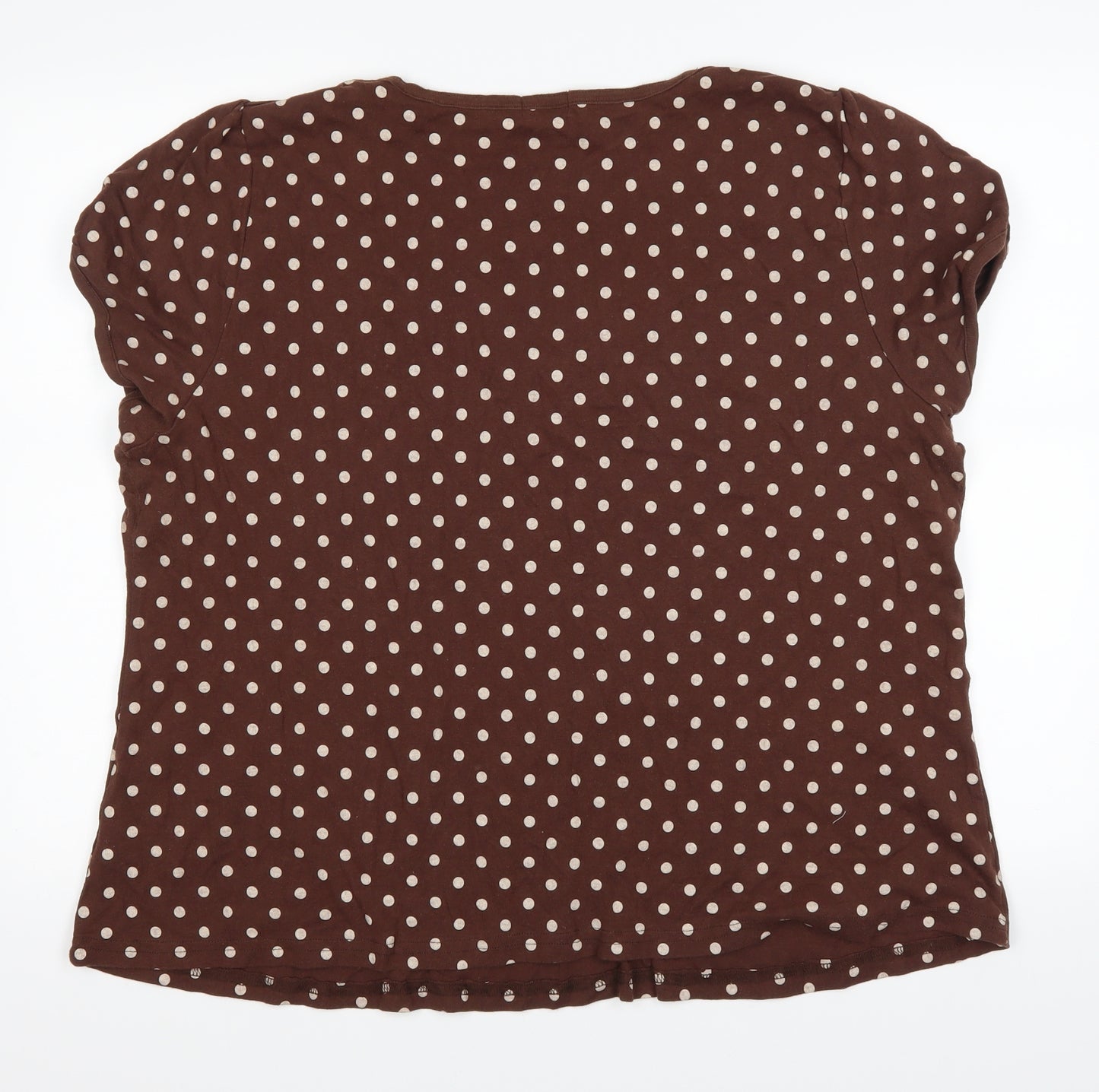 TRUE Womens Brown Polka Dot  Basic T-Shirt Size 28