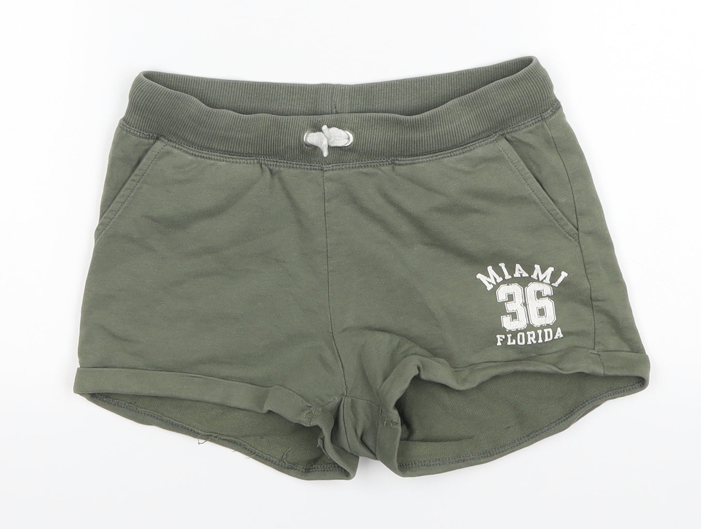 H&M Girls Green   Hot Pants Shorts Size 10-11 Years
