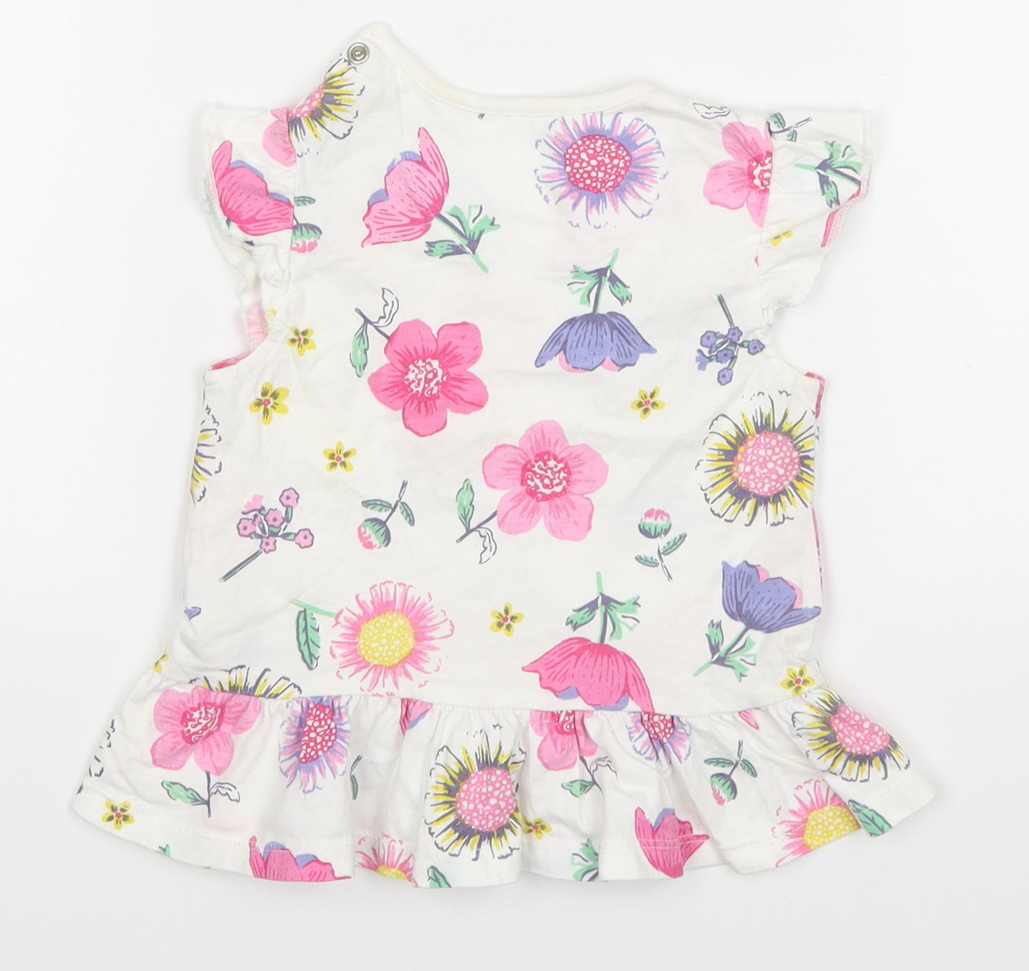 Nutmeg Baby White Floral  Basic T-Shirt Size 12-18 Months
