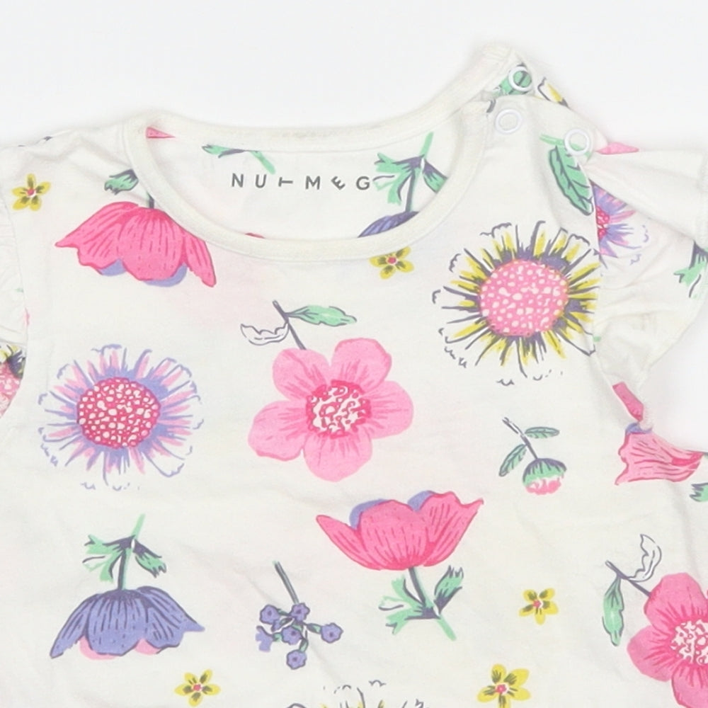 Nutmeg Baby White Floral  Basic T-Shirt Size 12-18 Months
