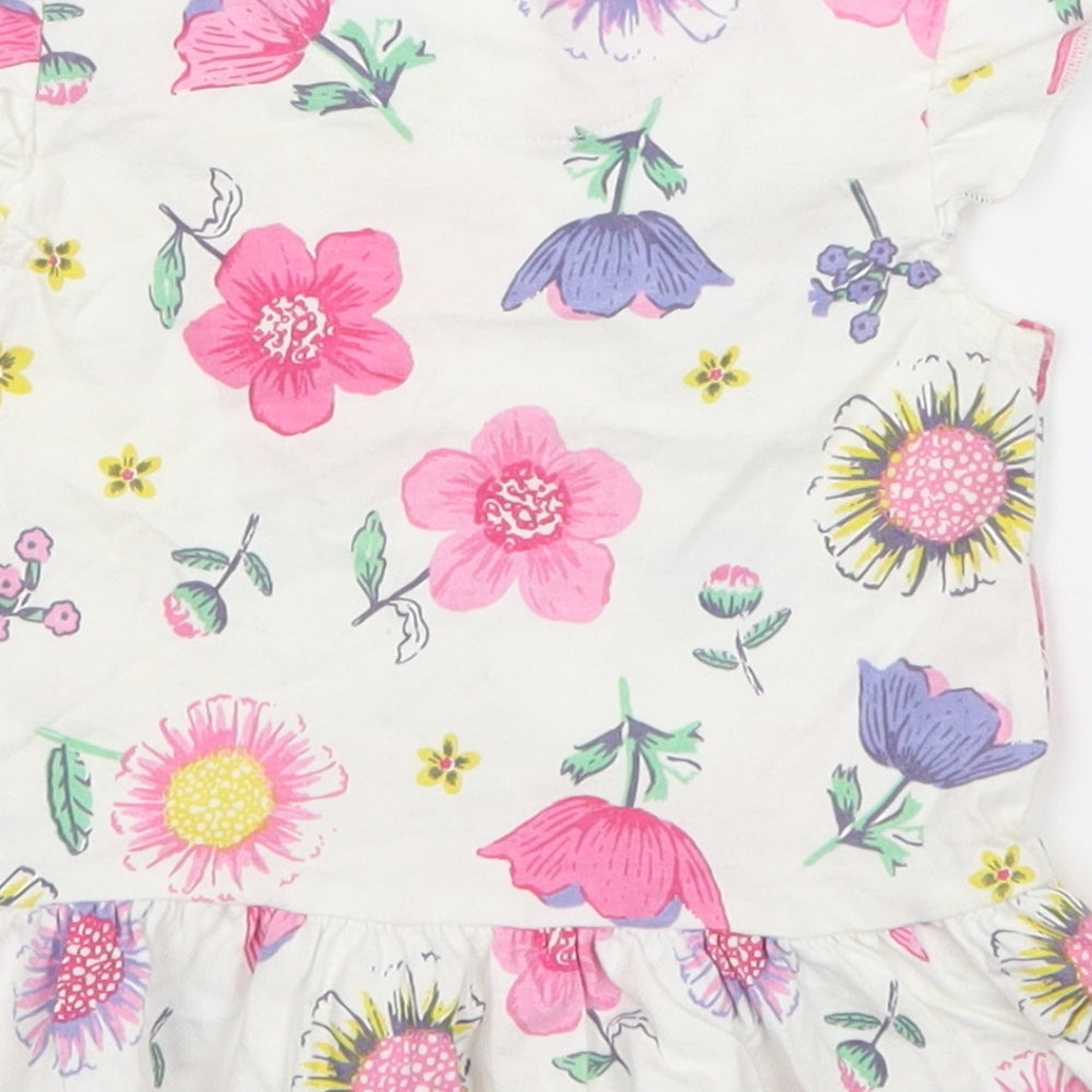 Nutmeg Baby White Floral  Basic T-Shirt Size 12-18 Months