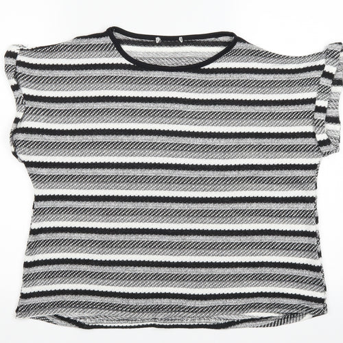 Preworn Womens Grey Striped  Basic T-Shirt Size M