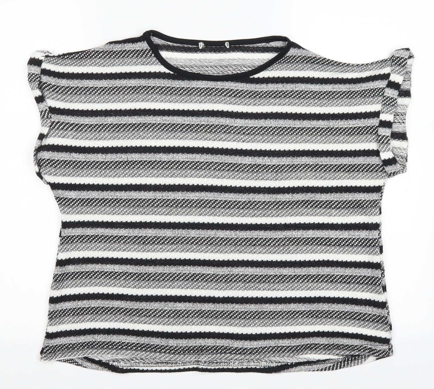 Preworn Womens Grey Striped  Basic T-Shirt Size M