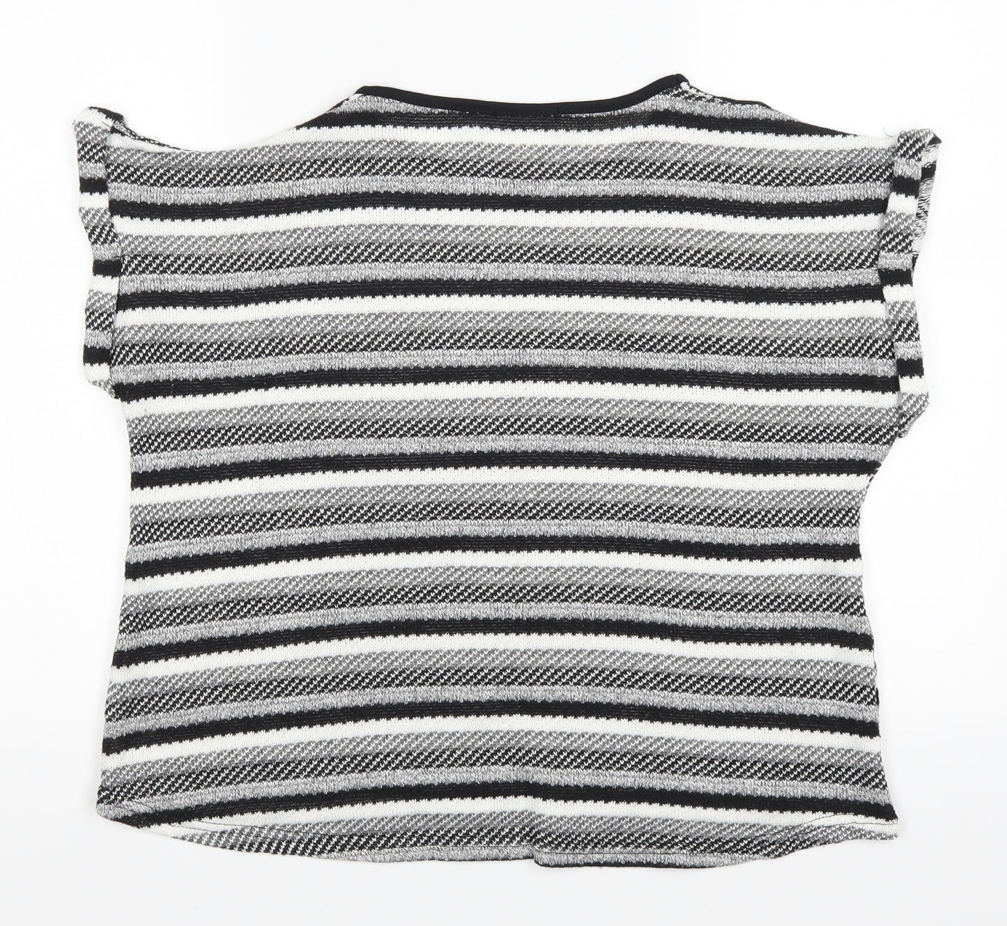 Preworn Womens Grey Striped  Basic T-Shirt Size M