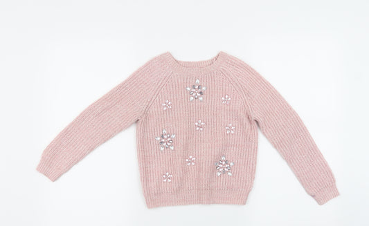Front view of I Love Girlswear girls’ pink jumper