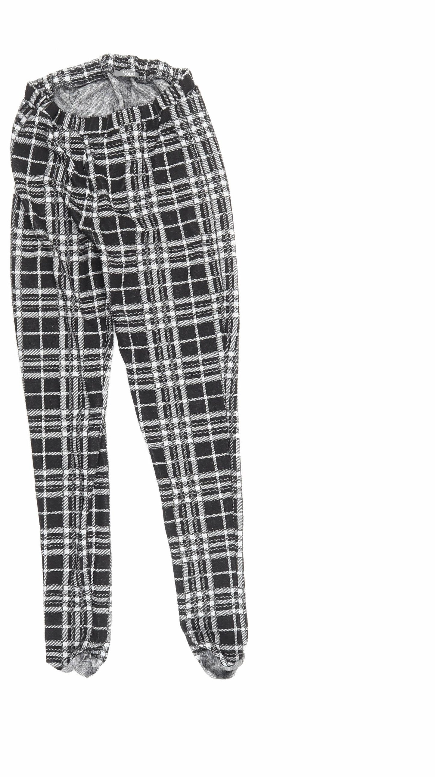 South Womens Black Check  Jogger Leggings Size 10 L26 in