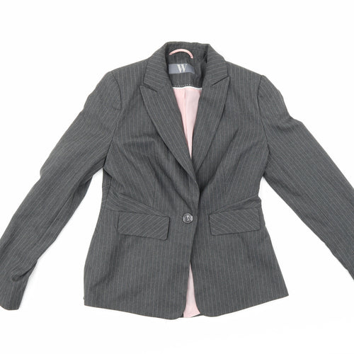 BHS Womens Grey Striped  Jacket Suit Jacket Size 10