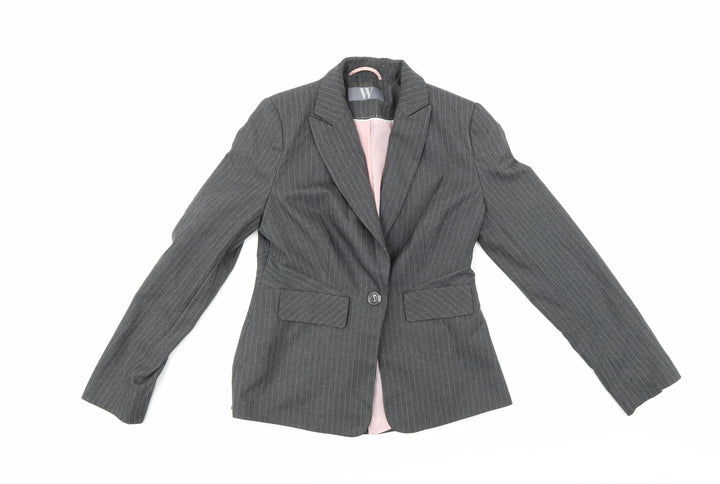 BHS Womens Grey Striped Jacket Suit Jacket Size 10